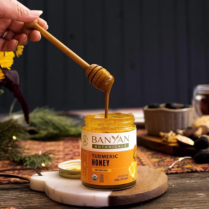 Banyan Botanicals Turmeric Honey – with Turmeric ­­and Ginger – Delicious Superfood Herbal Honey for Adults &amp Kids – 8.25 oz – Raw &amp Unfiltered Pollinator-Friendly Sustainably Sourced
