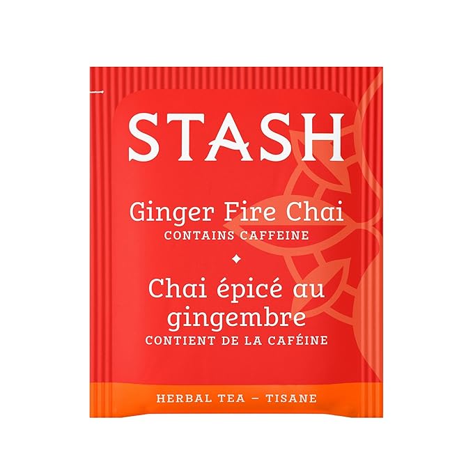 Stash Tea Ginger Fire Chai Herbal Tea - Caffeinated Non-GMO Project Verified Premium Tea with No Artificial Ingredients 100 Count (BULK PACKAGING)