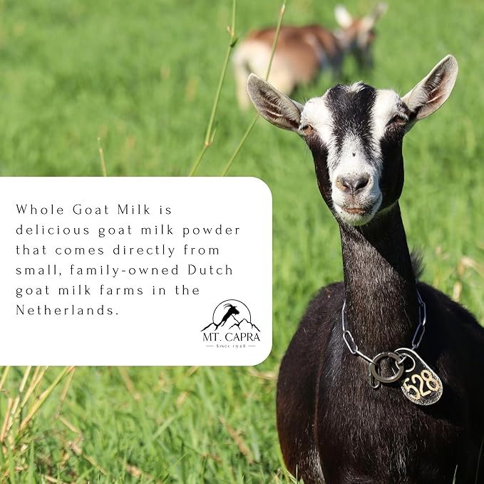 Mt. Capra Whole Goat Milk | from Non-GMO Grass-Fed Goats Creamy Great Tasting Easy to Digest A2 Milk | 16 Servings - 1 Pound