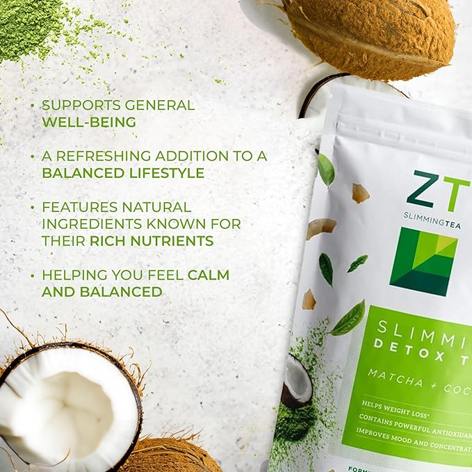 Dr. Zisman ZT Slimming - Matcha-Coconut Herbal Tea Blend with Senna Leaf- Antioxidant Effects - 28 Day Wellness Blend (28 Tea Bags)