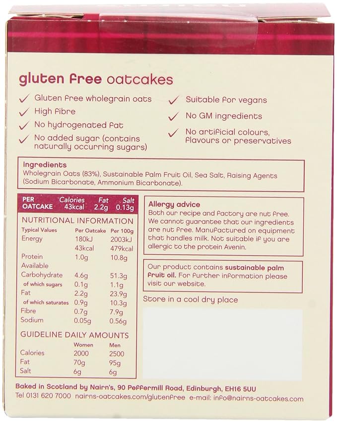Nairns Gluten Free Oatcakes 160 g (Pack of 12)