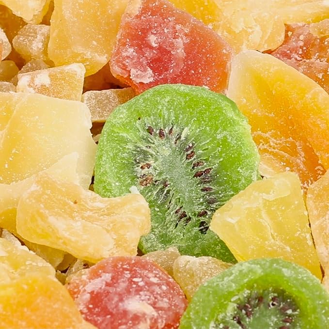 Tropical Mixed Dried Fruit Chunks – by It's Delish 5 lbs Bulk | All Natural Refreshing Snack | Mix Of Pineapple Papaya Mango and Kiwi Slices – Low Sugar No Sulphur No Color added | Vegan Kosher