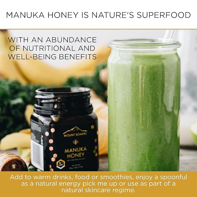Mount Somers Premium Manuka Honey MGO 514+ / UMF 15+ 100% Pure New Zealand Manuka Honey - Genuine Natural Superfood - UMF Certified &amp Traceable 8.8oz Jar