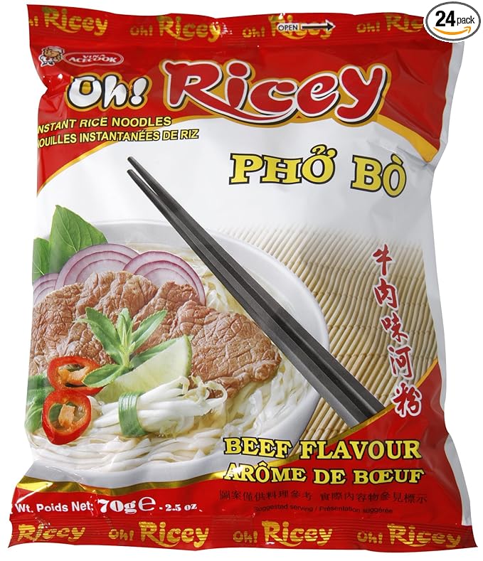 Oh! Ricey Instant Rice Noodle Pho Bo Soup (Beef Flavor) - 2.5oz (Case of 24)