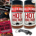 Killer Hogs Hot BBQ Rub Premium Barbecue Rub &amp Seasoning 2 pk (24 oz) + Guide &amp Bottle Opener (4 Items)!
