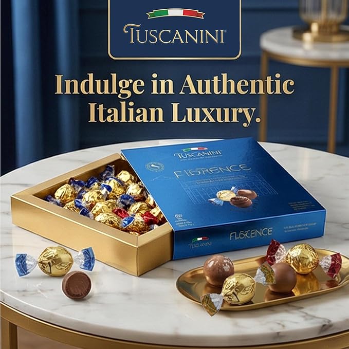 Tuscanini Fine Italian Chocolate Truffles Gift Box (15 Truffles) | Assorted Milk Dark &amp Hazelnut Milk Truffles | Imported from Italy | Ready-to-Gift | Perfect for Valentines | Kosher (including P