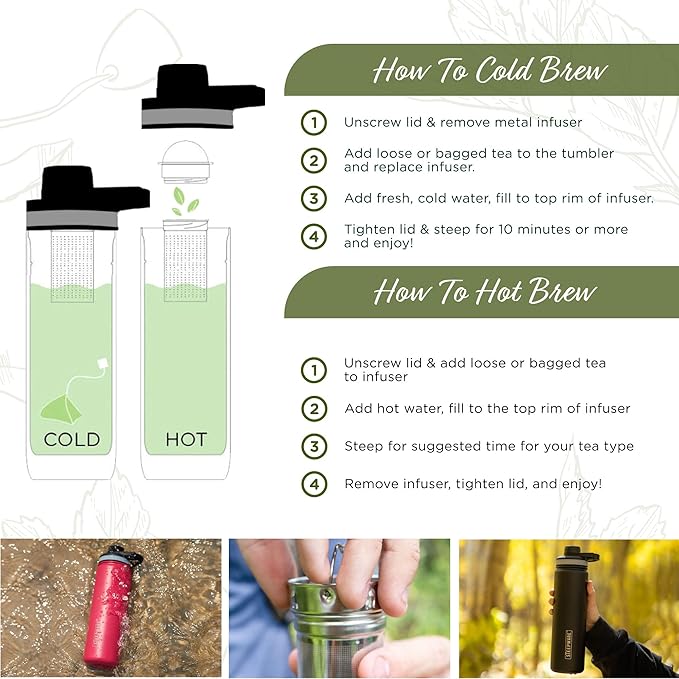 The Tea Spot Steepware Tea Tumbler Tea Thermos 22oz Violet- Travel Bottle with Tea Infuser for Loose Leaf Tea or Iced Coffee - Sleek Double-Walled Insulated Bottle