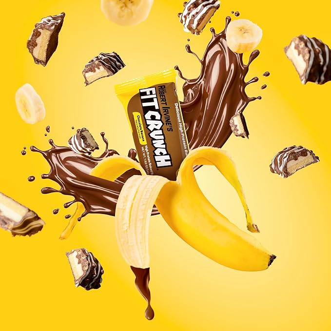 FITCRUNCH Snack Size Protein Bars 6-Layer Baked Bar 4g of Sugar Gluten Free &amp Soft Cake Core (9 Bars Chocolate Banana)
