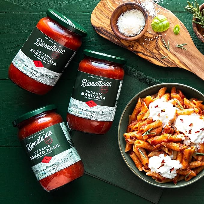 Bionaturae Organic Tomato Basil Pasta Sauce - Gluten Free Sauce for Spaghetti Pizza &amp Lasagna Non GMO No Added Sugar Kosher Glyphosate Free Made in Italy Tastes Homemade - 24 oz Jar (2 Pac