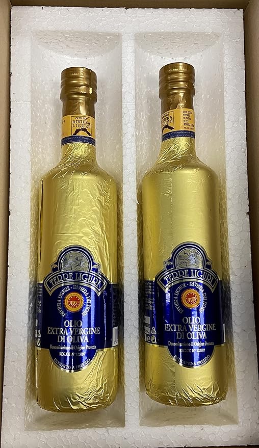 Riviera Ligure extra virgin oil pdo has got by olives called Taggiasche lt 050 (176 ounce) x 2 gold cover bottle