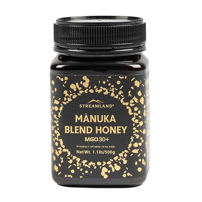 Streamland Mānuka Blend Honey Pure New Zealand Multifloral Honey Natural Sweetener Smooth &amp Creamy Texture (MGO 30+ 17.6 oz)