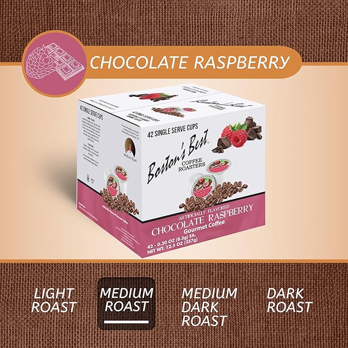 Boston’s Best - Chocolate Raspberry Flavored Coffee Medium Roast Gourmet Compatible with Keurig Coffee Maker 1 Count (42 Single Serve Cups)