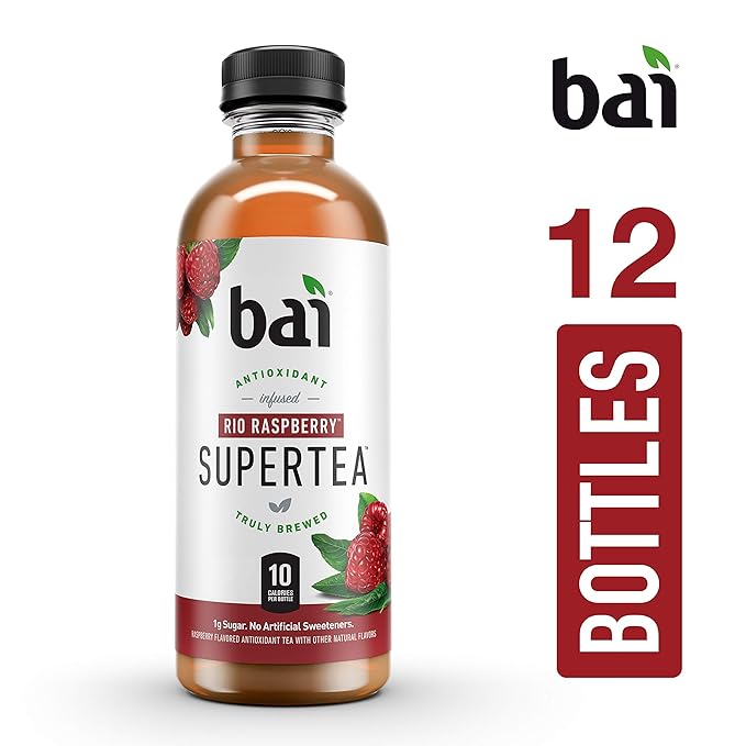 Bai Iced Tea Rio Raspberry Antioxidant Infused Supertea Crafted with Real Tea (Black Tea White Tea) 18 Fl Oz (Pack of 12)