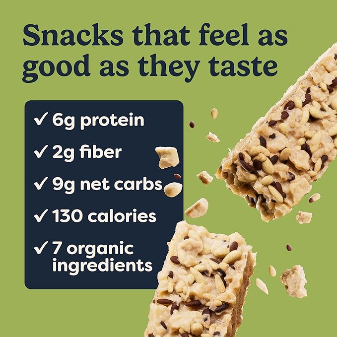 Tosi Nut Bars Cashew Healthy Snacks for Adults &amp Kids Plant Based Crunchy Bars (6G Protein) Organic Keto Snacks Vegan Gluten &amp Soy Free Low Sugar Omega 3s 1oz 12-Pack