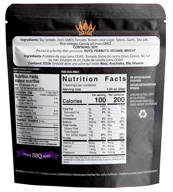 Noble Jerky – Vegan Jerky Variety Pack Plant-Based High Protein Snack 14g Protein Per Bag Vegetarian Non-GMO Meat-Free 5 Pack (2.47oz Bags) (BBQ Teriyaki Chipotle Original Hickory)