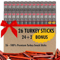Jerky.com Cracked Pepper Turkey Snack Sticks 26 Pack (24 + 2 Bonus) | 6g Protein 90 Calories Gluten-Free Individually Wrapped Keto Friendly Low Carb Snack | Naturally Hardwood Smoked Jerky Meat S