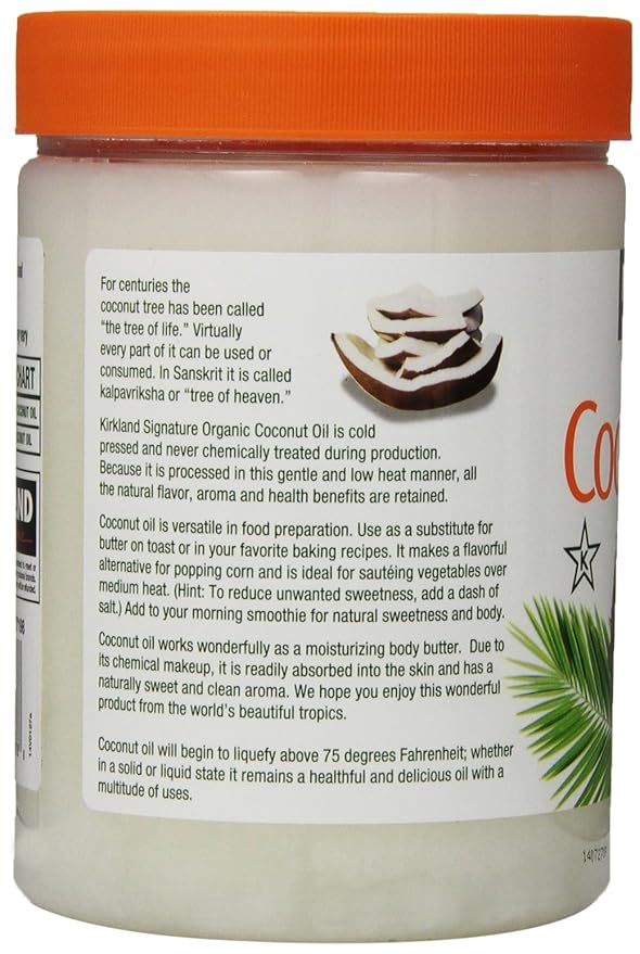 Kirkland Signature Organic Coconut Oil Cold Pressed Unrefined 42.3 Fl oz