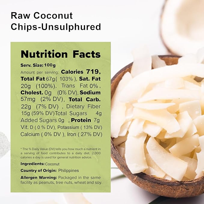 NUTS U.S. - Coconut Chips (Unsulphured) | Unsweetened and Raw | Gluten Free Snack | Vegan and Non GMO | Packed in a Resealable Bag!!! (2LBS)