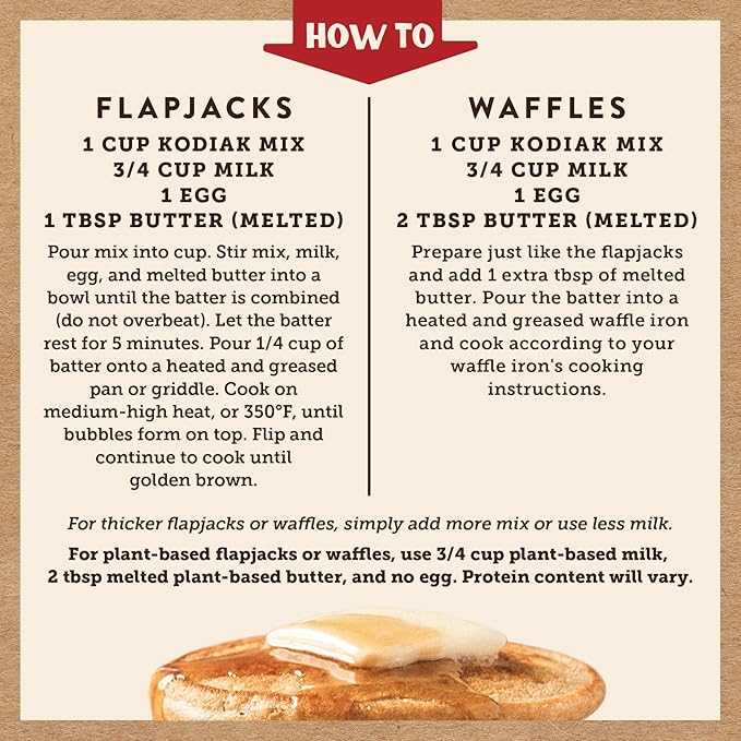 Kodiak Kernza Power Cakes Pancake &amp Waffle Mix Original High Protein100% Whole Grains (Pack of 6)
