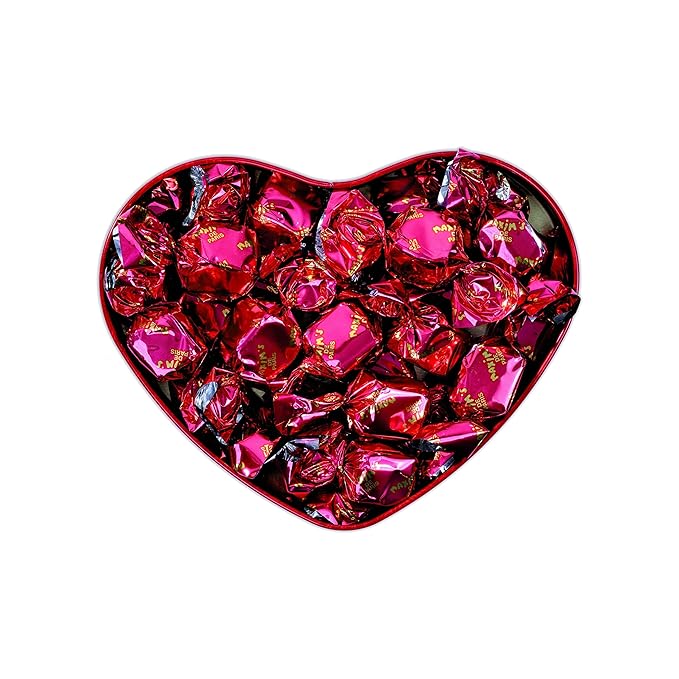 Maxim's De Paris - Milk Chocolate Covered Nougat in a Collectible Heart Tin Box Red Design Mother's Day Gift 90g