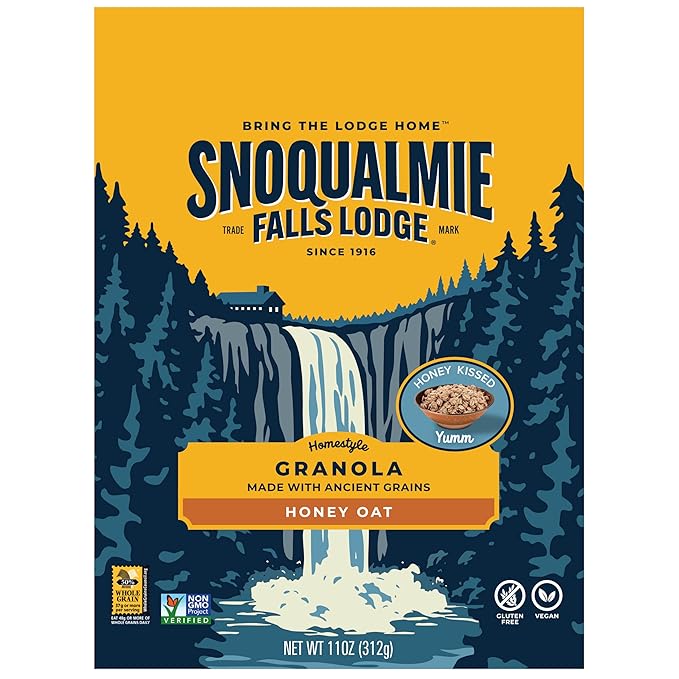 Snoqualmie Falls Lodge Honey Oat &amp Blueberry Granola Variety Pack Made with Real Honey Whole Grain Oats &amp Ancient Grains (11 Oz 2 Ct.) (Variety Pack)