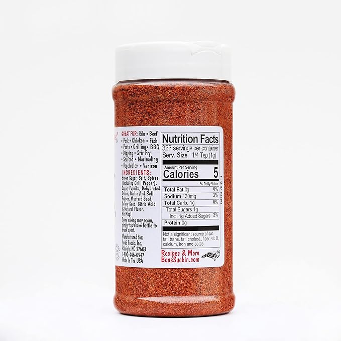 Bone Suckin' Seasoning &amp Rub Original Blend Grilling Rubs Dry Pork Rub Gluten-Free Non-GMO Kosher Great on Ribs Pork Beef Chicken Seafood Pasta Vegetables Even Popcorn and No Msg