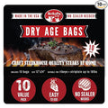 DryAgePro® Dry Age Bags for Meat 12” x 24” Bags for Ribeye and Striploin up to 18 lbs Pack of 10 No Vacuum Sealer Needed Easy-to-Use Steak Aging Kit