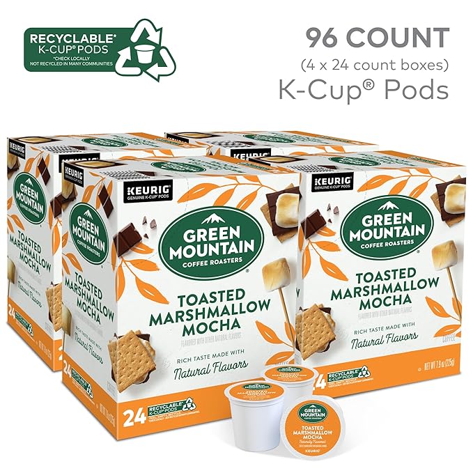 Green Mountain Coffee Roasters Toasted Marshmallow Mocha Keurig Single-Serve K-Cup Pods Light Roast Coffee 96 Count (4 Packs of 24)