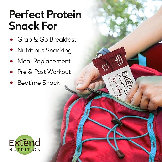 Extend Nutrition 1 Gram Sugar High Protein Bars Perfect Diabetic Snacks for Adults and Kids High Protein Bars for Hunger Control &amp Steady Energy Low Carb Keto Friendly Yogurt and Berry 24 Co