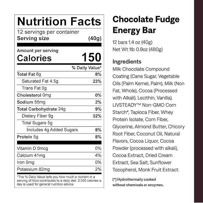UCAN Energy Snack Bars Chocolate Fudge All Natural Low Sugar Non-GMO Gluten-Free Keto-Friendly (12 Pack 1.4 Ounces)