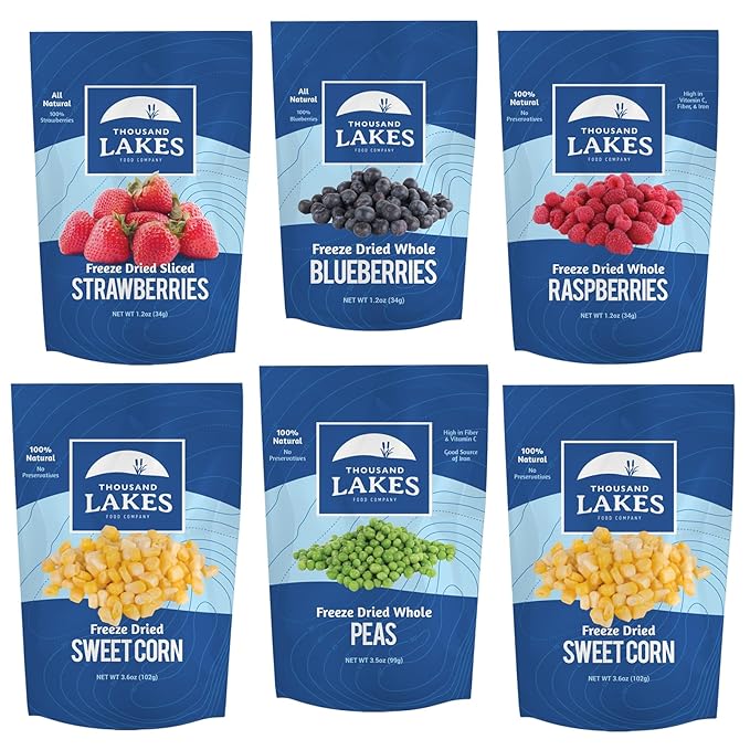 Thousand Lakes Freeze Dried Summer Sampler - 100% Fruit and Vegetables | No added Sugar Salt or Preservatives