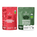 Jungle Powders Freeze Dried Strawberries Organic USDA Certified Strawberry Slices 3.2 Ounce Bag + Organic Spinach Powder from Whole Leaf 5 Ounce Bag USDA Certified - Antioxidant Rich