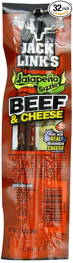 Jack Links Combo Pack Jalapeno Sizzle Beef and Cheese 1.2 Ounce (Pack of 32)
