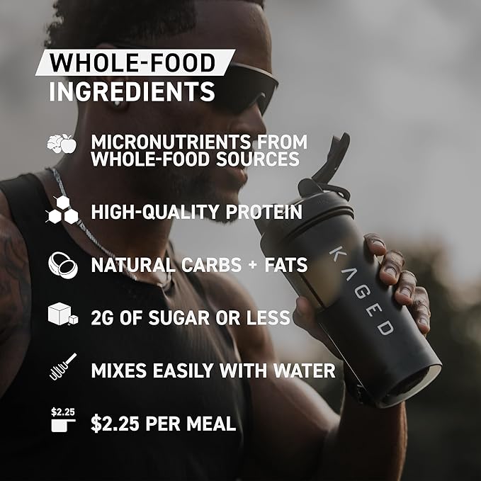 Kaged Clean Meal Powder | Vanilla Cake | Meal Replacement Shake | Whey Protein Isolate | Clean Carbs MCT Oil Fats Organic Vitamins and Minerals | Supplements for Men &amp Women | 20 Servings