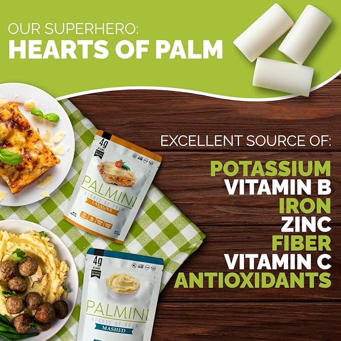 NEW! Palmini Pouch VARIETY PACK | Linguine | Angel Hair | Lasagna | Rice | Mashed | 4g of Carbs | As Seen On Shark Tank | Gluten Free (12 Ounce)
