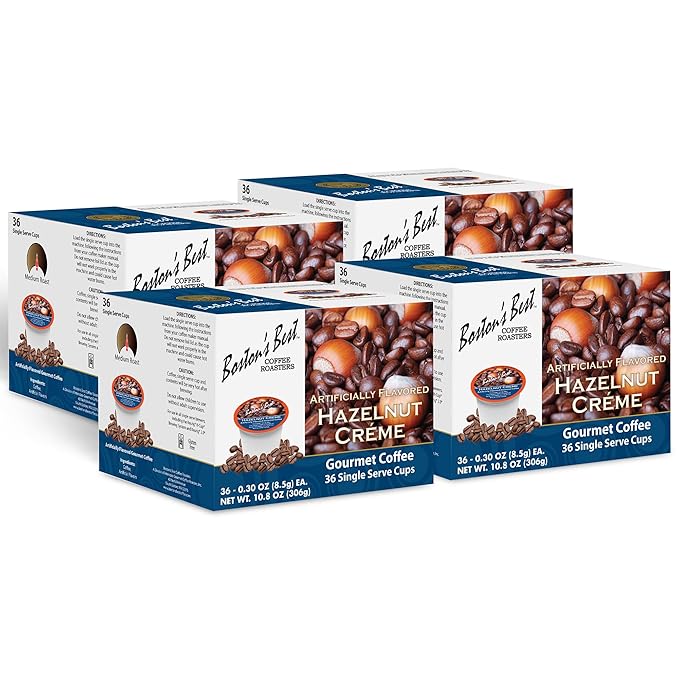 Boston’s Best - Hazelnut Creme Flavored Coffee Delicious Gourmet Compatible with Keurig Coffee Maker 1 Count (144 Single Serve Cups)