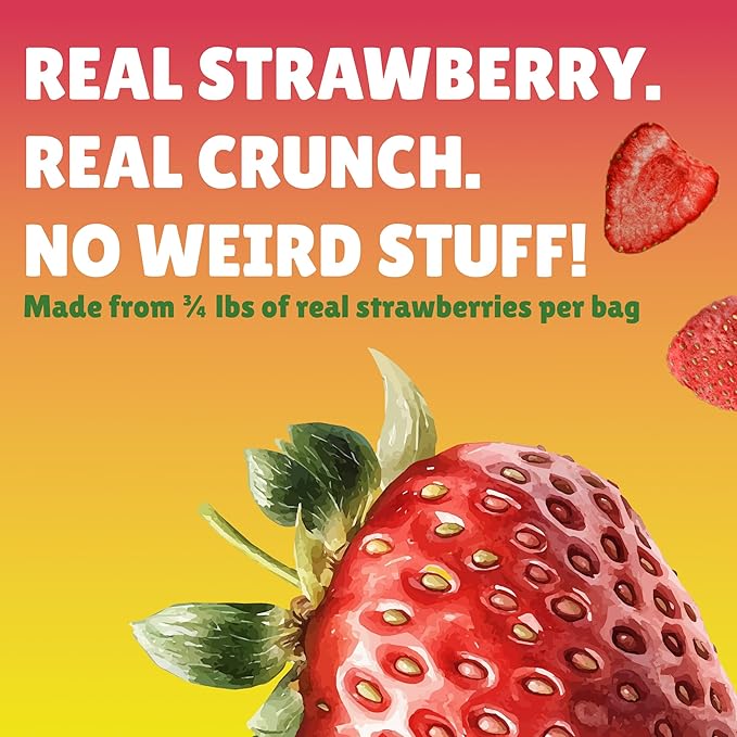 BranchOut Crunchy Strawberry Halves Real Dried Strawberries No Sugar Added GentleDry Better than Freeze Dried Strawberries Healthy Vegan Snacks 2 oz Snack Size (Pack of 4)