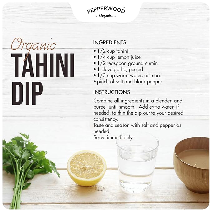 Pepperwood Organic Stone-Ground Ethiopian Sesame Tahini Paste Hulled Unsalted Non-GMO Gluten-Free Kosher Vegan USDA Organic Peanut-Free 6.6lb Bucket