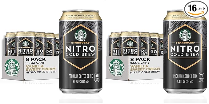 Starbucks Nitro Cold BrewVanilla Sweet Cream 9.6 fl oz Can(Pack of 16)