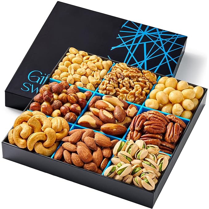 Nuts Gift Basket - Freshly Roasted And Natural Mixed Nut Gift Box - Gourmet Healthy Food Gift for Men/Women - Gourmet Gift Healthy Gourmet Snack Box for Birthday Thank You Congratulations Corpora