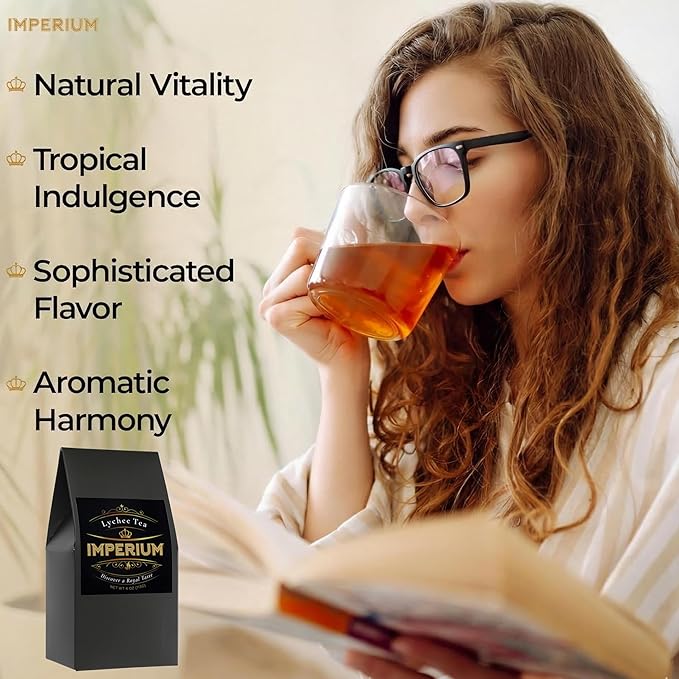 Imperium Lychee Oolong Tea Loose Leaf (4oz) Hand-Picked Premium Oolong Brews 100 Cups Naturally Uplifting Beverage Floral and Fruity Notes Exotic Sweet Aroma and Refreshing Smooth Finish