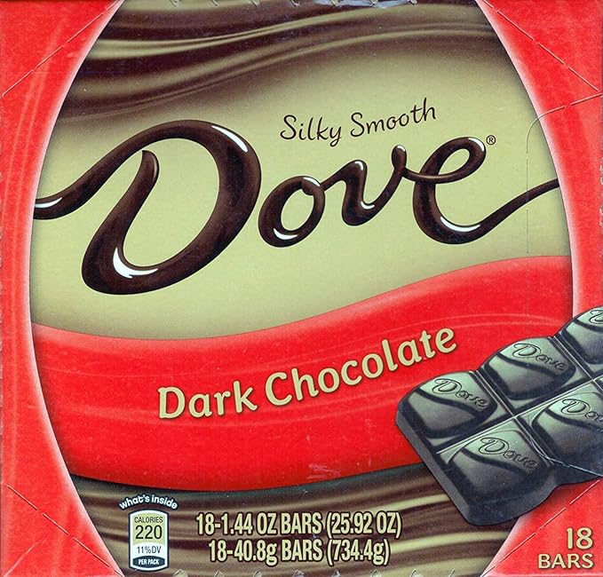 Dove Dark Chocolate Silky Smooth: 18 Bars of 1.44 Ounce