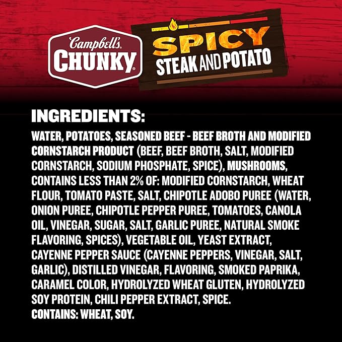 Campbell's Chunky Soup Spicy Steak and Potato Soup 18.8 oz Can (Case of 12)
