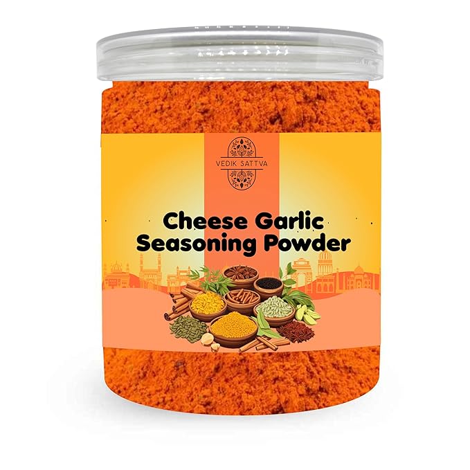 VEDIK SATTVA All Natural Cheese Garlic Seasoning Powder 5.29 OZ / 150 GM | Set Of 1 Box