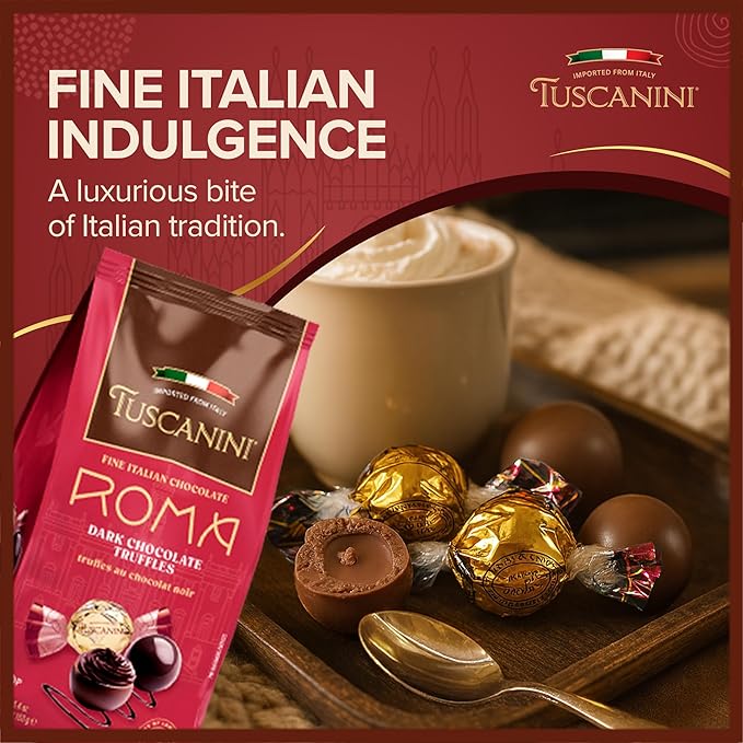 Tuscanini Fine Italian Dark Chocolate Truffles Roma 5.4oz (2 Pack) | Gourmet Italian | Dairy Free | Premium Gift | Perfect for Holidays &amp Celebrations