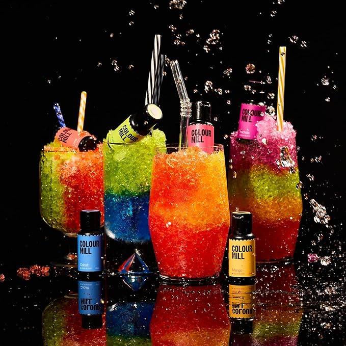 Colour Mill Tropical Pack Aqua Blend Water-Based Food Coloring 20 Milliliters Each of 6 Colors - Cobalt Coral Fuchsia Kiwi Mango and Melon