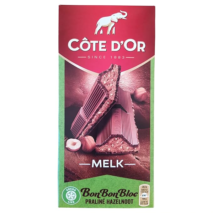 Cote d'Or Chocolate | Cote dOr Praline Milk Hazelnut Bar | Belgian Milk Chocolate with Praline and Hazelnut Filling | Belgian Praline | Total Weight 7.05 ounce
