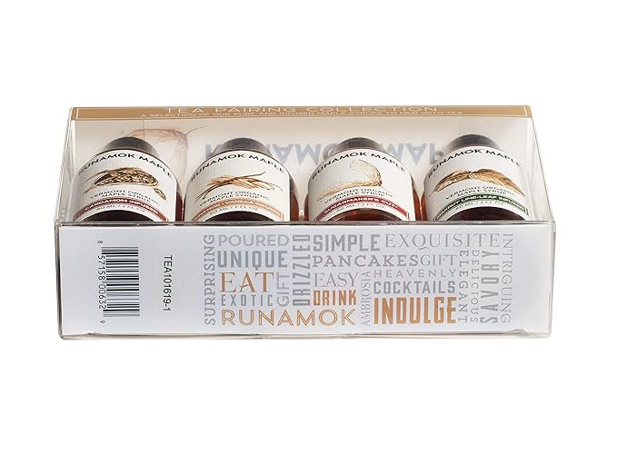 Runamok Organic Vermont Maple Syrup Sampler | Tea Pairing Maple Syrup Collection | 2 oz (4 count) | 60mL | Traditional and Infused Organic Maple Syrups
