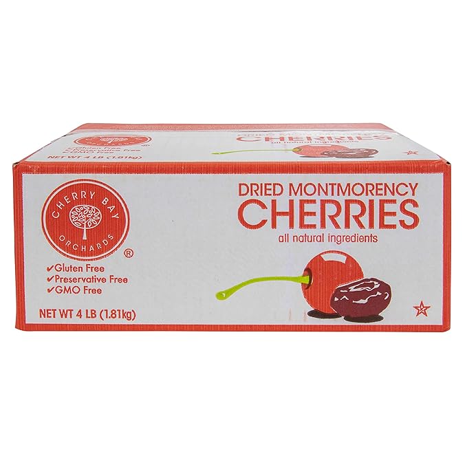 Cherry Bay Orchards - Dried Montmorency Tart Cherries (4 lb. box) - 100% Domestic All Natural Kosher Certified Gluten Free and GMO Free No Additives