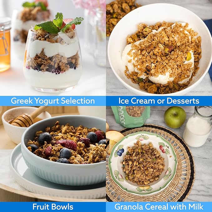 Greek Goddess Gourmet Baklava Bliss Granola with Pistachios Walnuts Wildflower Honey Cinnamon &amp Clove 100% Whole Grain Oats &amp Olive Oil – Healthy Greek-Inspired Gluten Free Granola 10oz